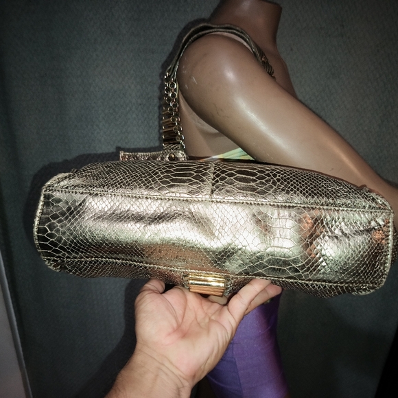 Ted Baker Snake Print Leather Limited Edition Golden Tote Bag. - Picture 8 of 16